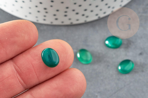 Cabochon agate naturelle verte 10x8mm, x1 (G1831)