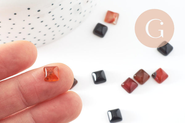 Cabochon carré agate naturelle 8x8mm, x1 (G2889)