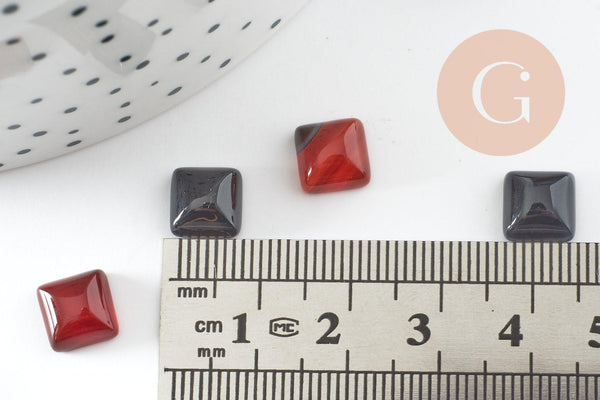 Cabochon carré agate naturelle 8x8mm, x1 (G2889)