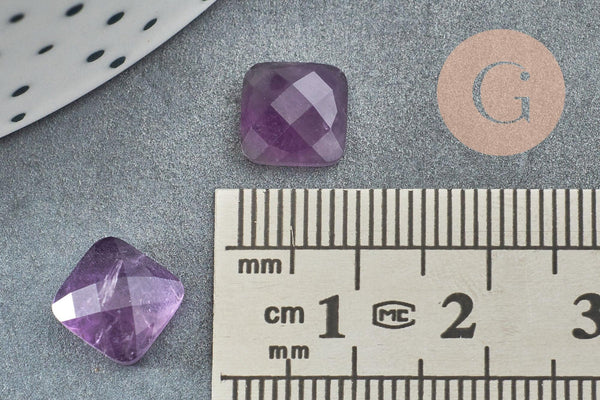 Cabochon carré améthyste naturelle 8x8mm, x1 (G8654)
