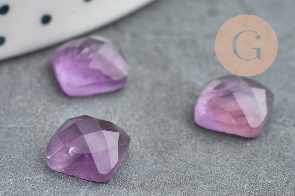 Cabochon carré améthyste naturelle 8x8mm, x1 (G8654)