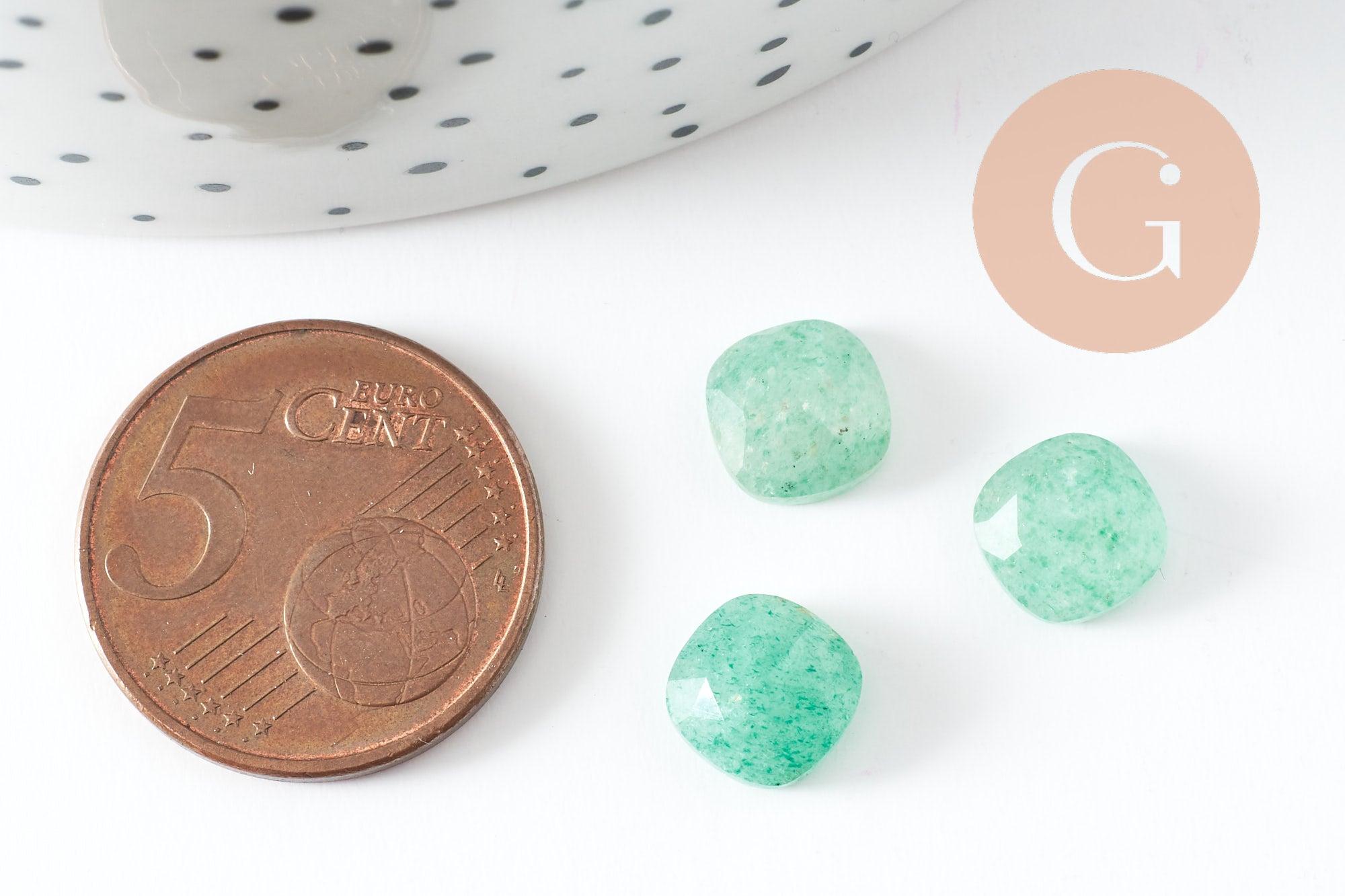 Cabochon carré aventurine naturelle 8x8mm, x1 (G9702)