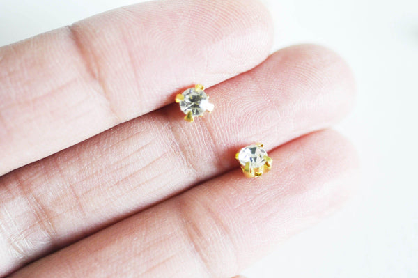 Cabochon carré cristal métal doré à coudre 5x4mm, x10 (G2258)