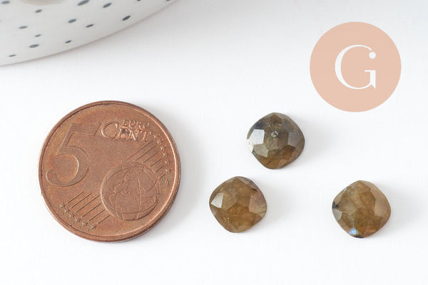 Cabochon carré labradorite naturelle 8x8mm, x1 (G9698)