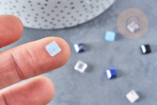 Cabochon carré pierre naturelle onyx lapis cristal de roche quartz rose jade 6x6mm, x1 (G8651)