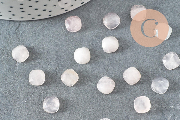 Cabochon carré quartz rose naturel 8x8mm, x1 (G9682)