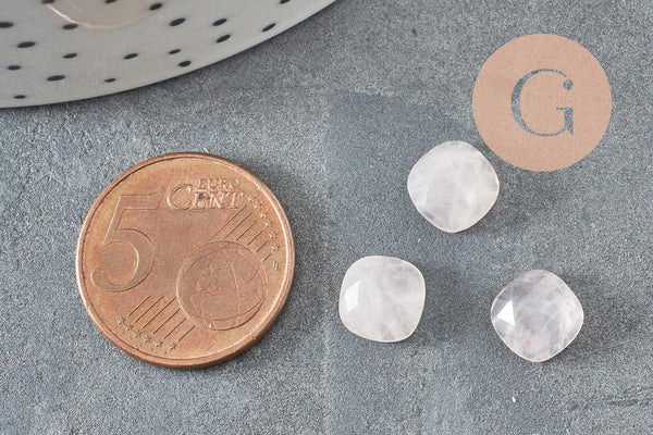 Cabochon carré quartz rose naturel 8x8mm, x1 (G9682)
