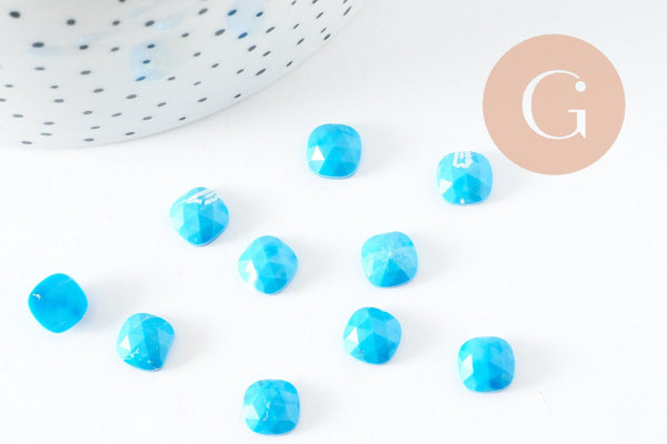 Cabochon carré turquoise naturel 8x8mm, x1 (G9686)