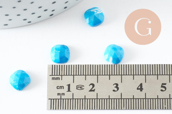 Cabochon carré turquoise naturel 8x8mm, x1 (G9686)