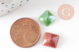 Cabochon carré verre irisé 10mm, x10 (G0129)