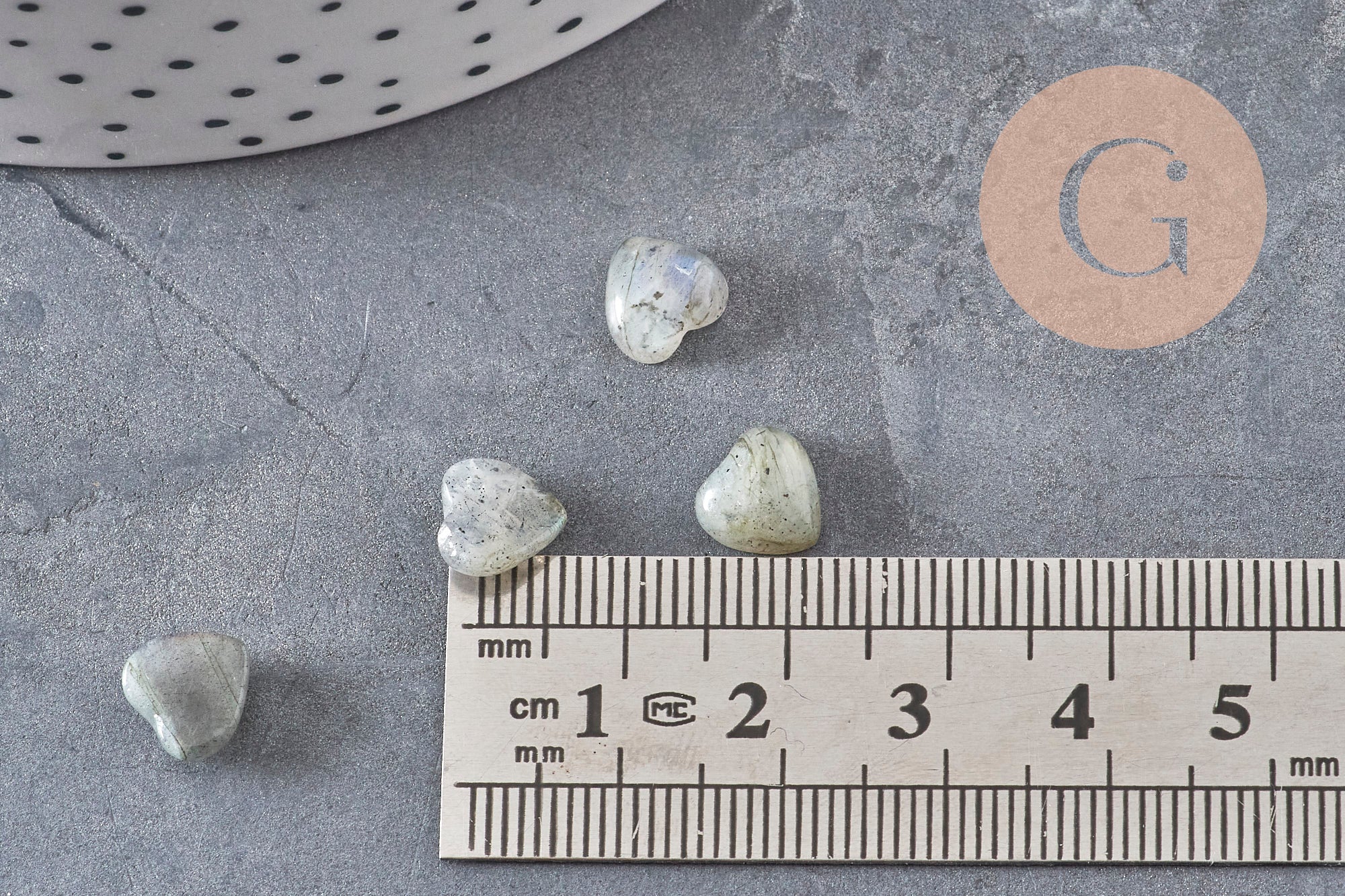 Cabochon coeur labradorite naturelle 8x8mm, x1 (G11047)
