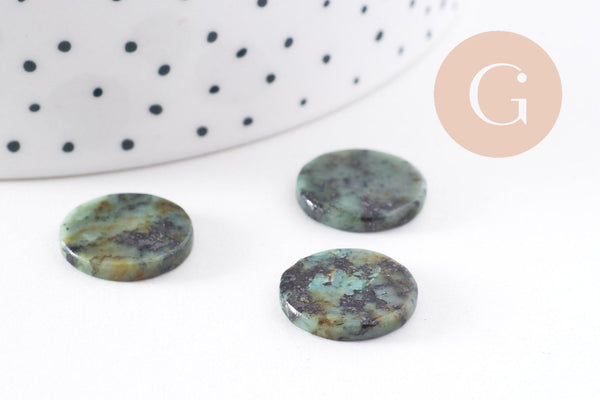 Cabochon disque rond turquoise africaine naturelle 15mm, x1 (G10213)
