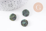 Cabochon disque rond turquoise africaine naturelle 15mm, x1 (G10213)