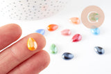 Cabochon dôme goutte verre irisé 12mmx8mm, x10 (4.6g) (G0119)