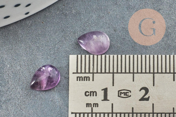 Cabochon goutte amethyste naturelle 8x6mm, x1 (G2271)
