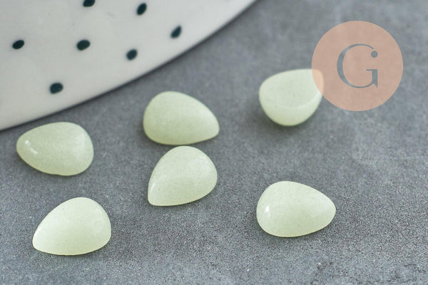 Cabochon goutte phosphorescent 8x6mm,bijou pierre, cabochon goutte luminescent, cabochon synthése, x1 G3139