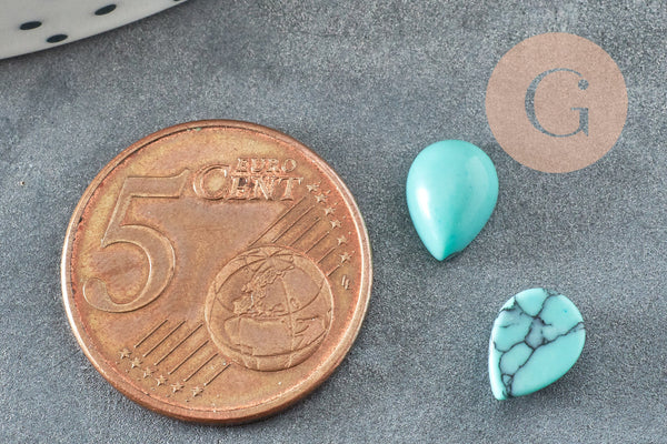Cabochon goutte turquoise synthétique 8x6mm, x1 (G7653)