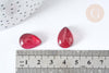 Cabochon goutte verre lisse rouge magenta 18x13mm, x1 (G8130)