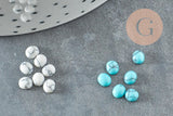 Cabochon howlite blanche turquoise de synthèse 4.5x4mm, x10 (G1727)