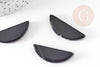 Cabochon lune agate noire naturelle 30mm, x1 (G1767)