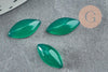 Cabochon marquise navette agate naturelle verte 14x7mm, x1 (G0091)