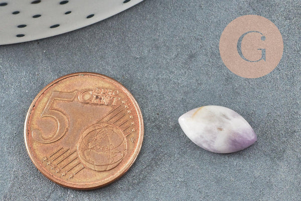 Cabochon marquise navette jade naturel violet 13.5x8mm, x1 (G5049)
