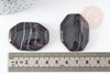 Cabochon octogone agate naturelle noire 28-39mm, x1 (G4816)