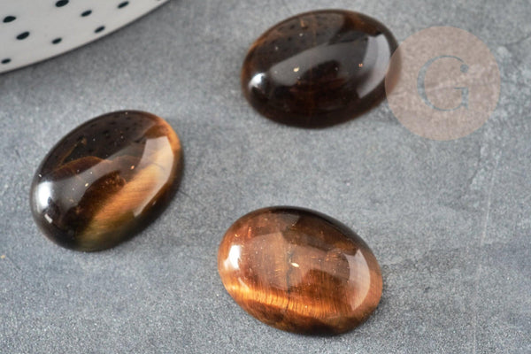 Cabochon œil de tigre marron ovale, cabochon ovale, œil de tigre naturel, pierre naturelle,20x15mm, x1 G8056