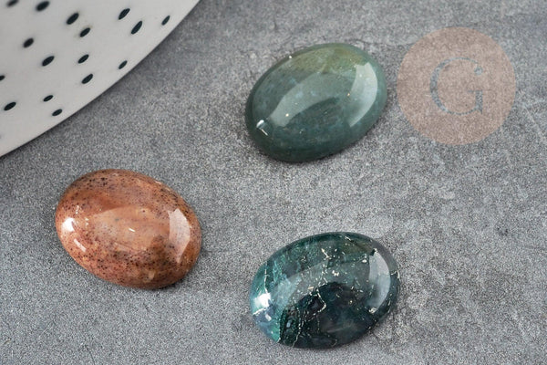 Cabochon ovale agate indienne naturelle 16x12mm, x1 (G1980)