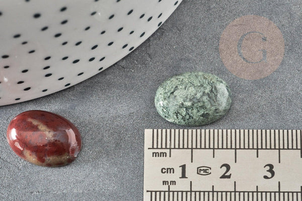 Cabochon ovale agate mousse verte naturelle 18x13mm, x1 (G2067)