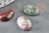 Cabochon ovale agate mousse verte naturelle 18x13mm, x1 (G2067)