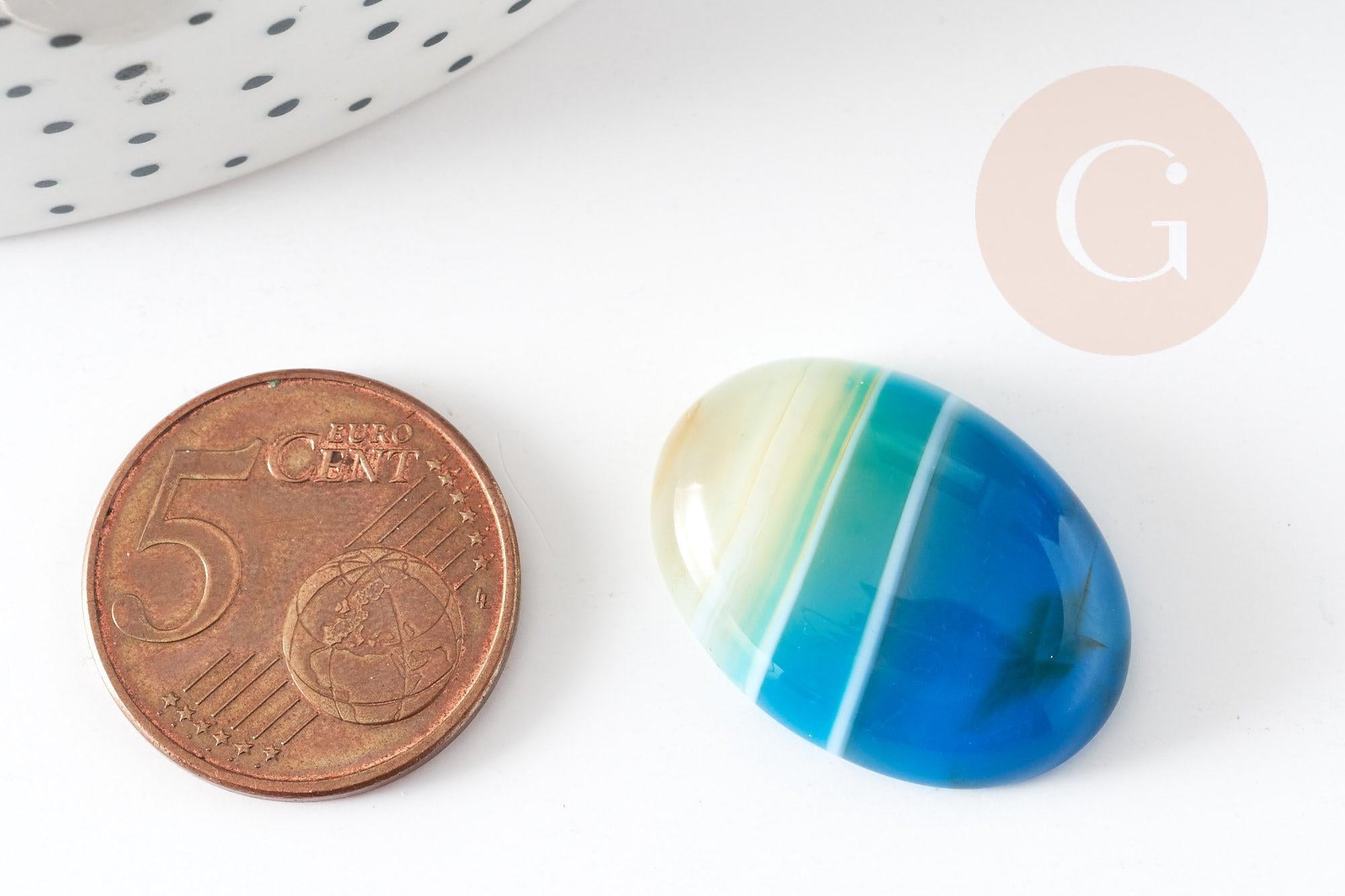 Cabochon ovale agate naturel bleue 18x25mm, x1 (G5063)