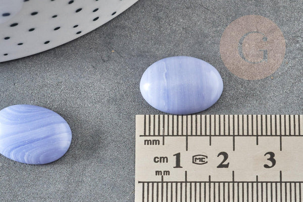Cabochon ovale agate naturelle bleu clair 18x13mm, x1 (G1922)