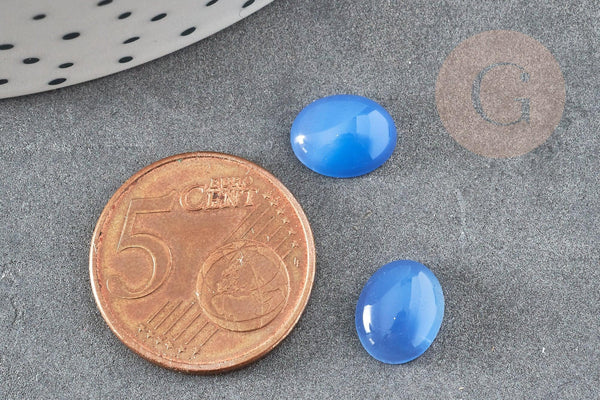 Cabochon ovale agate naturelle bleue 10x8mm,x1 (G1924)