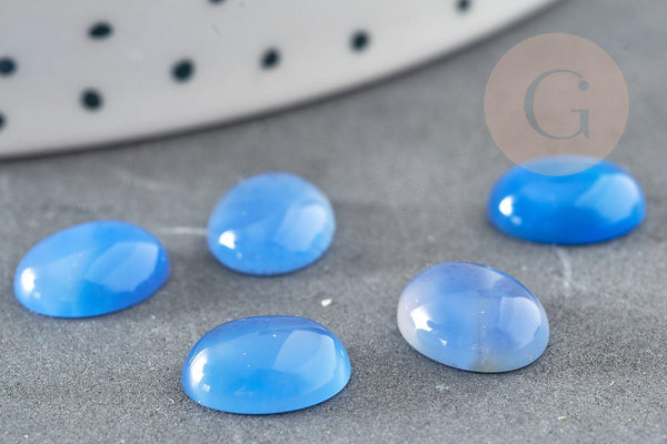 Cabochon ovale agate naturelle bleue 10x8mm,x1 (G1924)