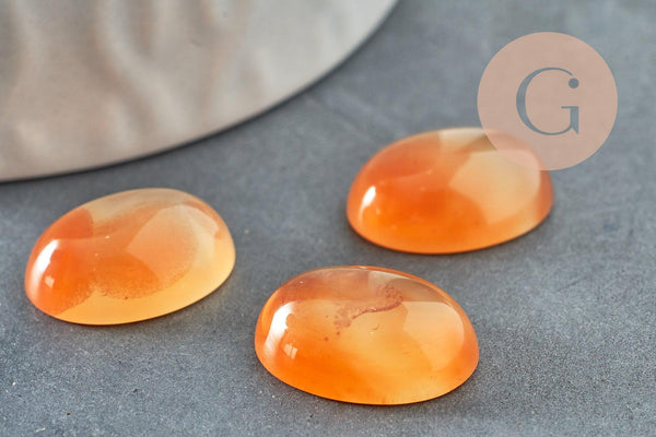 Cabochon ovale agate naturelle orange 16x12mm, x1 (G9960)