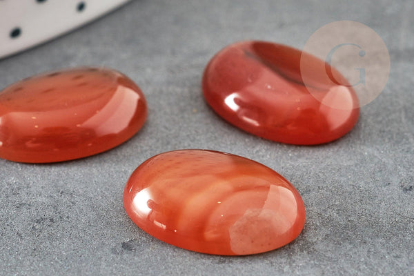 Cabochon ovale agate naturelle orange foncé 18x13mm, x1 (G2068)