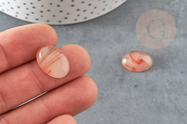 Cabochon ovale agate naturelle rouge orange 18x13mm, x1 (G1835)