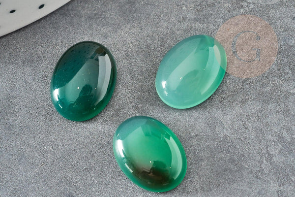 Cabochon ovale agate naturelle vert 16x12mm, x1 (G2244)