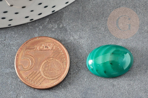 Cabochon ovale agate naturelle vert 18x13mm, x1 (G1972)
