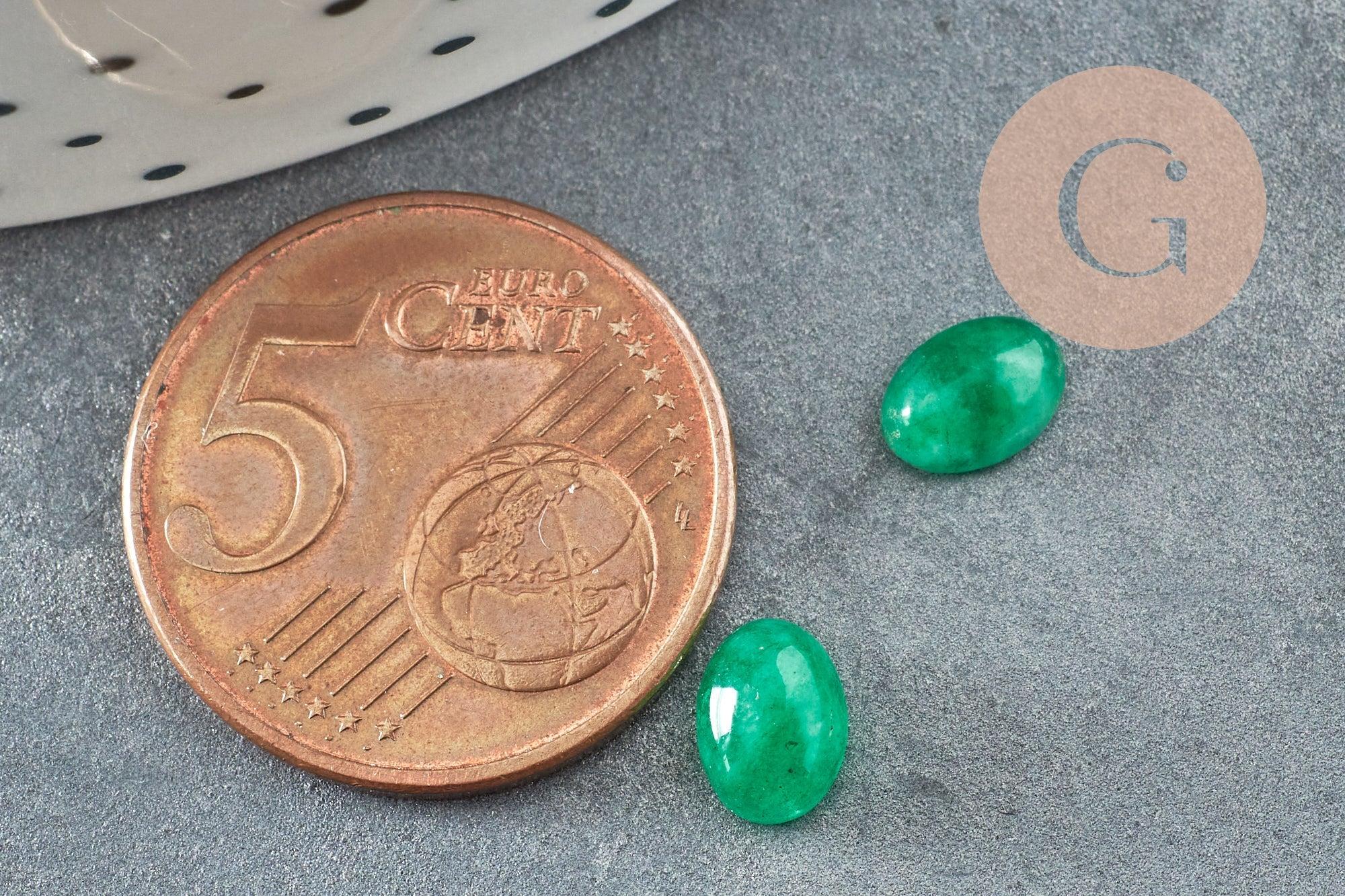 Cabochon ovale agate naturelle verte 5x7mm, x1 (G2699)