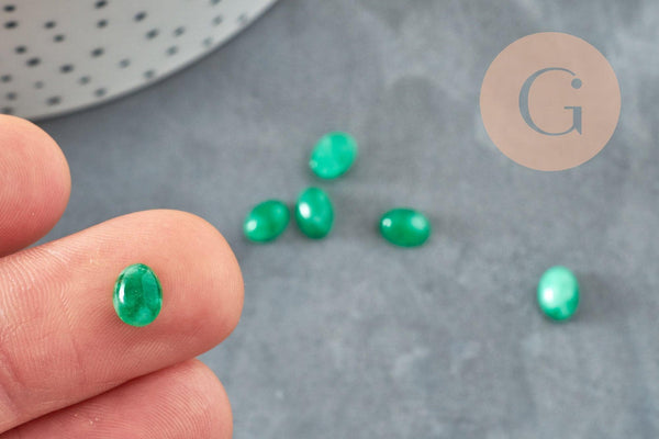 Cabochon ovale agate naturelle verte 5x7mm, x1 (G2699)