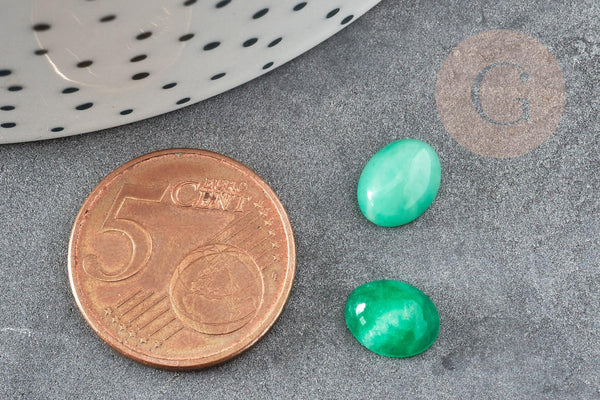 Cabochon ovale agate naturelle verte 8x10mm, x1 (G1652)