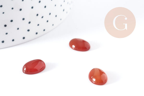 Cabochon ovale agate teintée marron-orange 14x10mm, x1 (G8917)