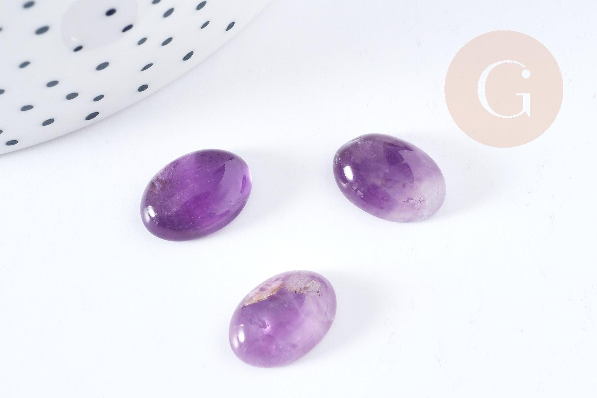 Cabochon ovale améthyste naturel 14x10mm, x1 (G8667)