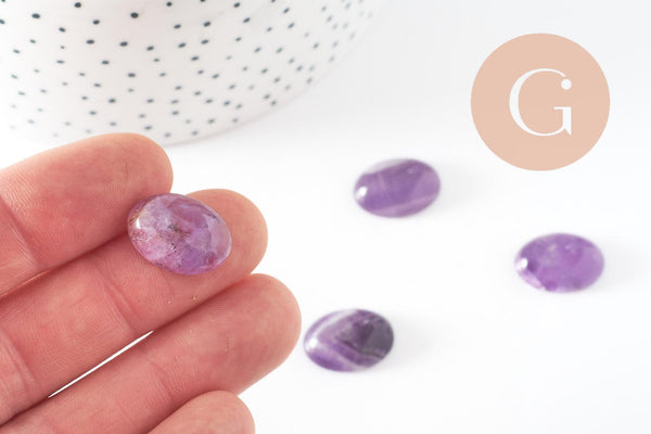 Cabochon ovale amethyste naturelle 18x13mm, x1 (G1183)