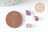 Cabochon ovale améthyste naturelle 8x6mm, création bijoux pierre naturelle, x1 (G10181)