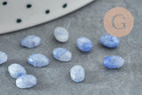 Cabochon ovale aventurine bleue naturelle à facettes 6x4mm, x1 (G8648)