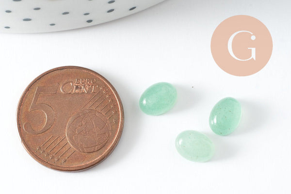 Cabochon ovale aventurine naturelle 8x6mm, création bijoux pierre naturelle, x1 (G10179)