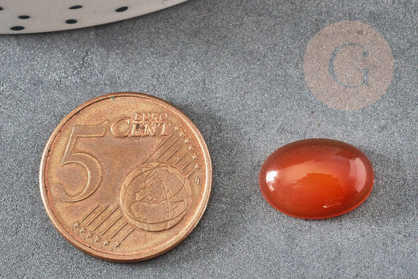 Cabochon ovale cornaline naturelle orange 10x14mm, x1 (G2020)